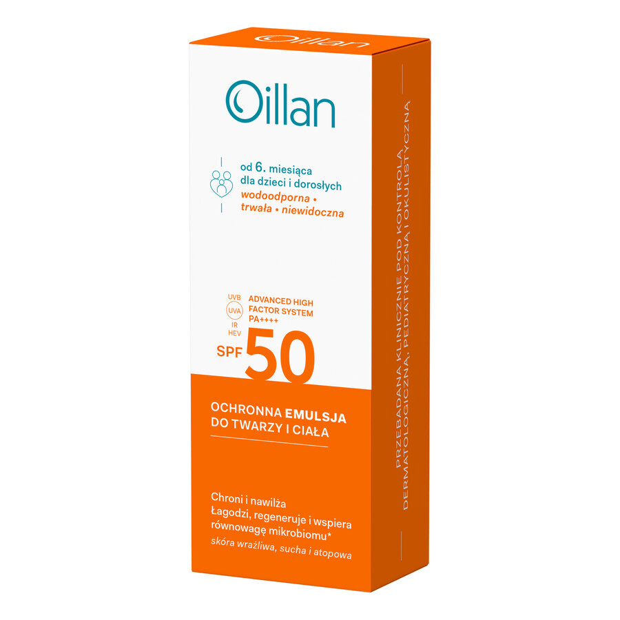 Oillan Sun, beschermende emulsie voor gezicht en lichaam, SPF 50, 100 ml