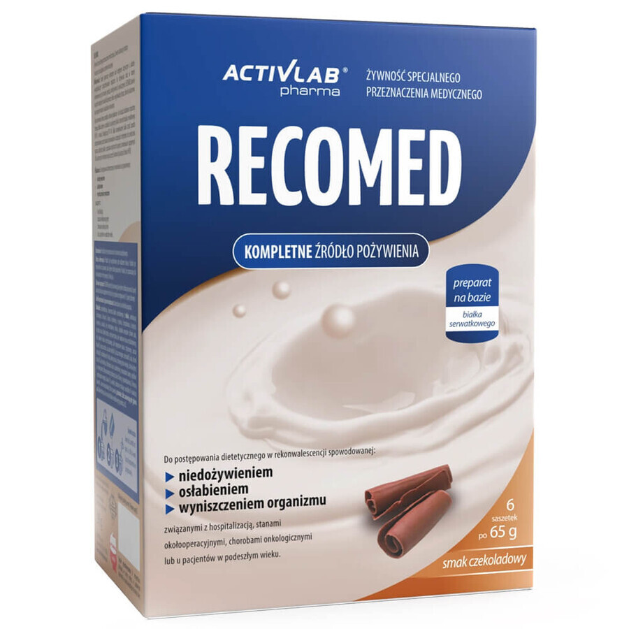 ActivLab Pharma RecoMed, voedingspreparaat, chocolade, 65 gx 6 zakjes