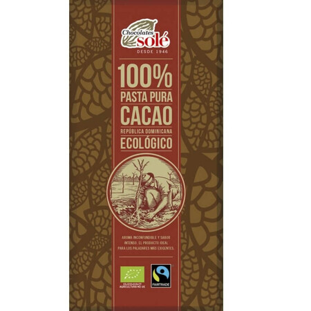 Organic dark chocolate 100% cocoa, 100g, Pronat