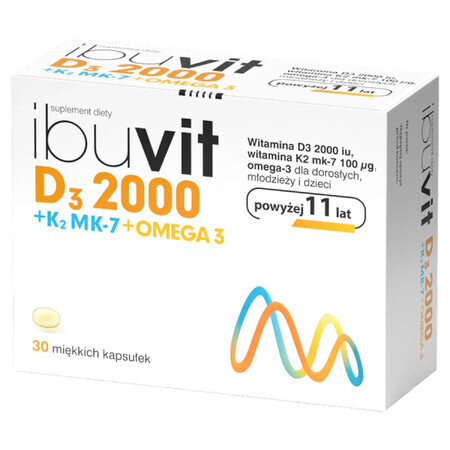 Ibuvit D3 2000 + K2 MK-7 Omega 3, 30 zachte capsules