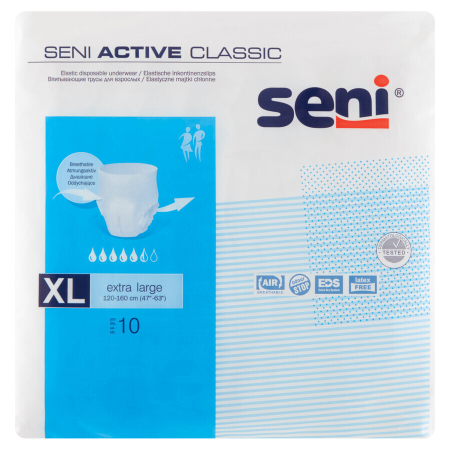 Seni Active Classic, absorbent panties, Extra Large, 120-160 cm, 10 pieces