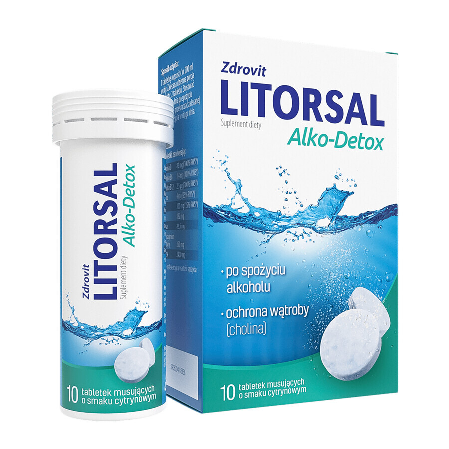 Zdrovit Litorsal Alko-Detox, citroensmaak, 10 bruistabletten