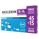 Molekin D3 + K2, vitamine D 2000 IE + vitamine K 75 &#181;g, 45 omhulde tabletten + 15 gratis tabletten