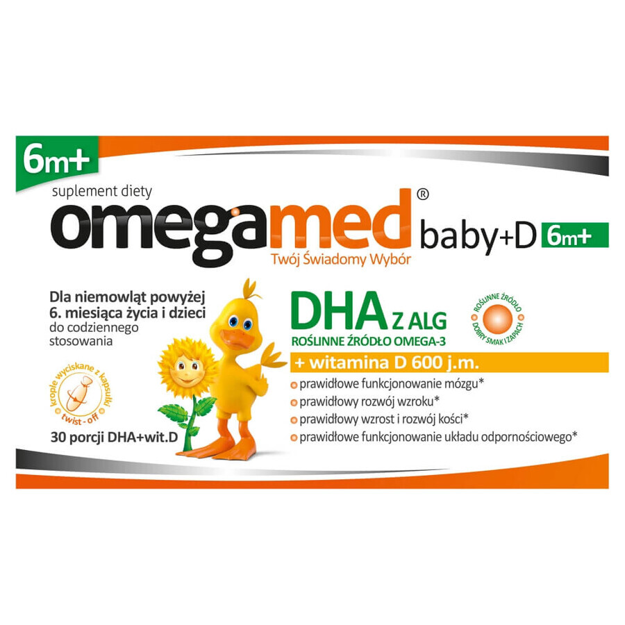 Omegamed Baby+D 6m+, DHA + vitamine D, vanaf 6 maanden, 30 twist-off capsules