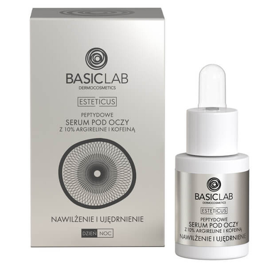 BasicLab Esteticus, sérum contour des yeux peptidique avec 10% de peptide et caféine, hydratant et raffermissant, 15 ml