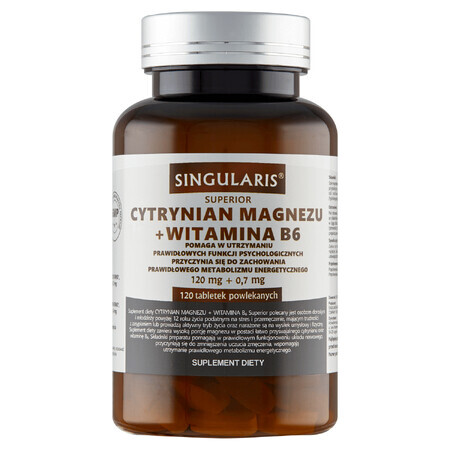 Singularis Supérieur Citrate de Magnésium + Vitamine B6, 120 comprimés pelliculés