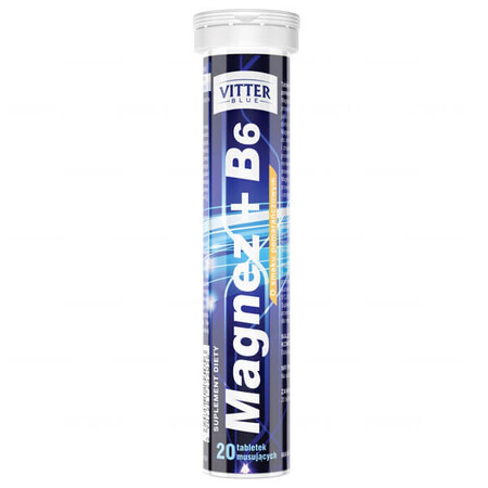 Magnesium + Vitamine B6, Vitter Blue, 20 bruistabletten