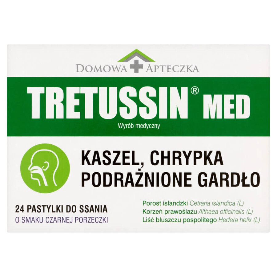 Tretussin Med, aromă de coacăze negre, 24 de pastiluțe