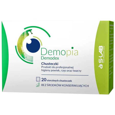 Demopia Demodex, wipes for professional hygiene of eyelids, eyelashes and face, 20 pieces