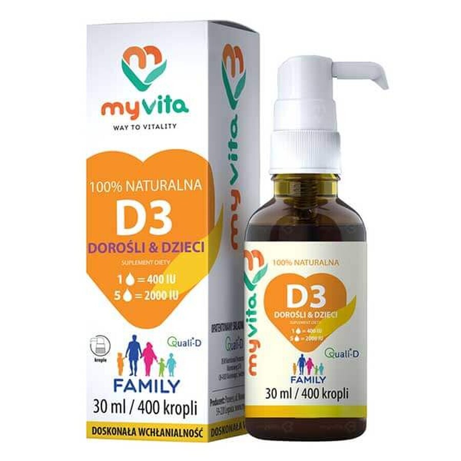 MyVita Vitamine D3 Family, druppels voor kinderen en volwassenen, 30 ml