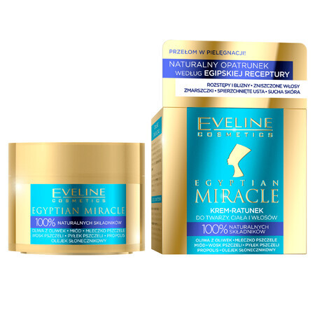 Eveline Cosmetics Egyptian Miracle, hydraterende en regenererende reddingscrème voor gezicht, lichaam en haar, 40 ml