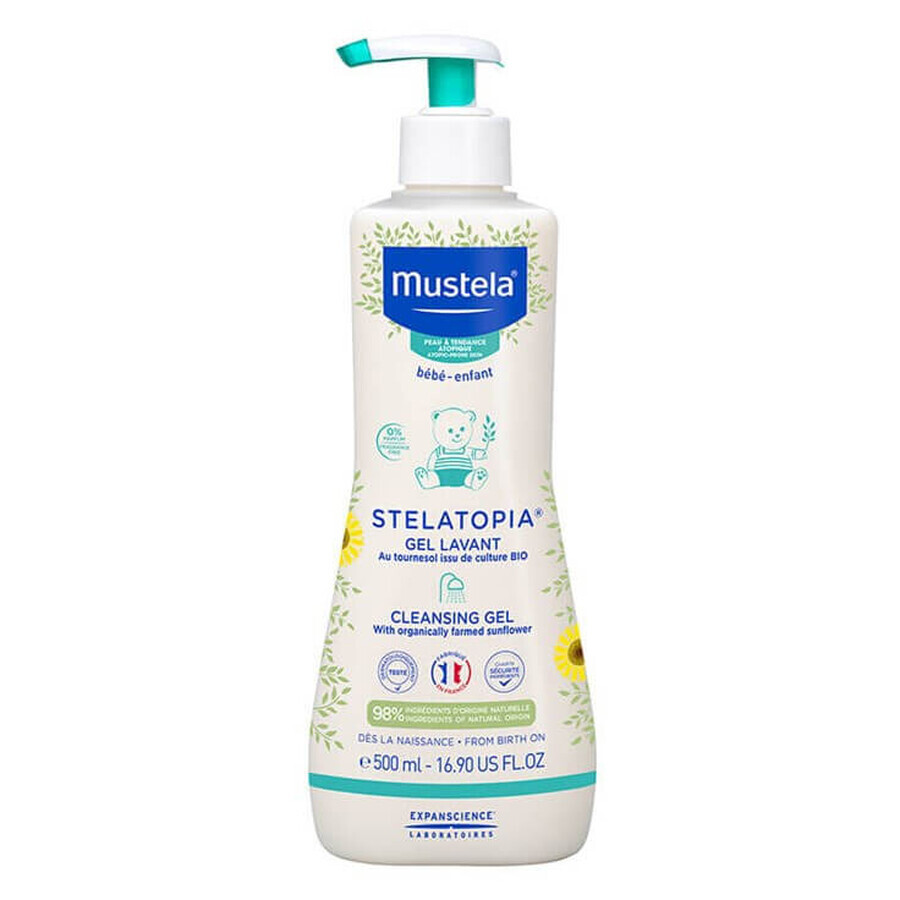 Mustela Stelatopia, gel lavant corps dès la naissance, 500 ml