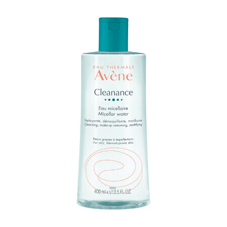 Avene Cleanance, Agua micelar para rostro y ojos, piel grasa con imperfecciones, 400 ml