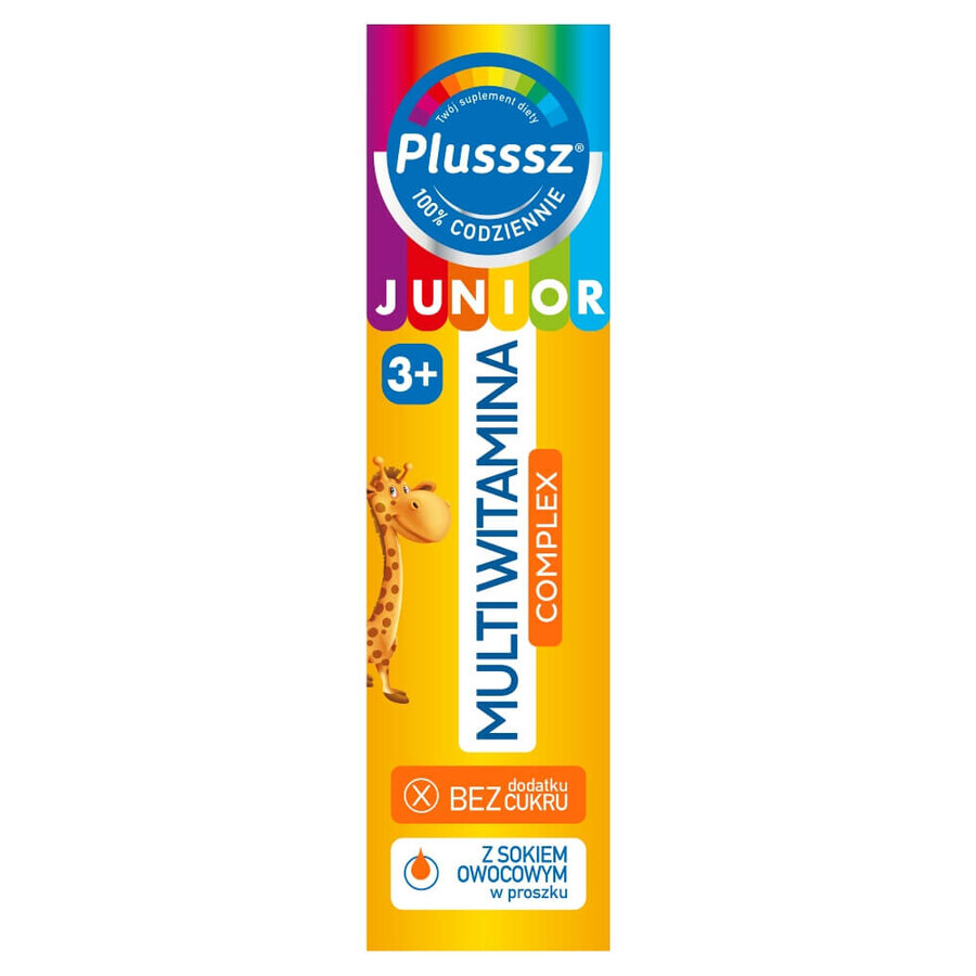 Plusssz Junior Multivitamine Complex, voor kinderen vanaf 3 jaar, tropische smaak, 20 bruistabletten