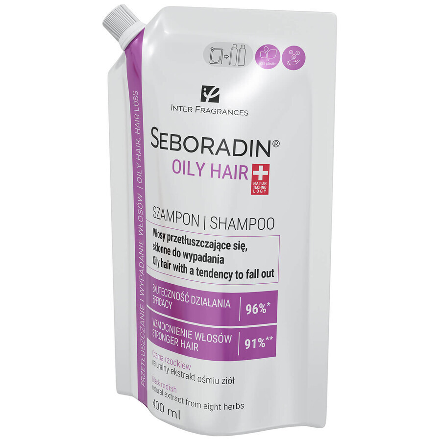 Seboradin Oily Hair, shampoing pour cheveux gras sujets à la chute, recharge, 400 ml