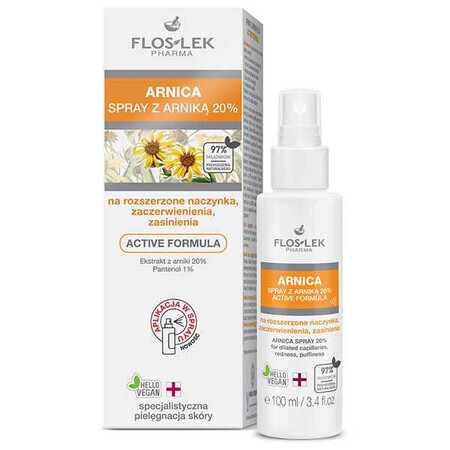 FLOS-LEK Arnica, spray met arnica 20%, verwijde haarvaten, roodheid, blauwe plekken, 100 ml