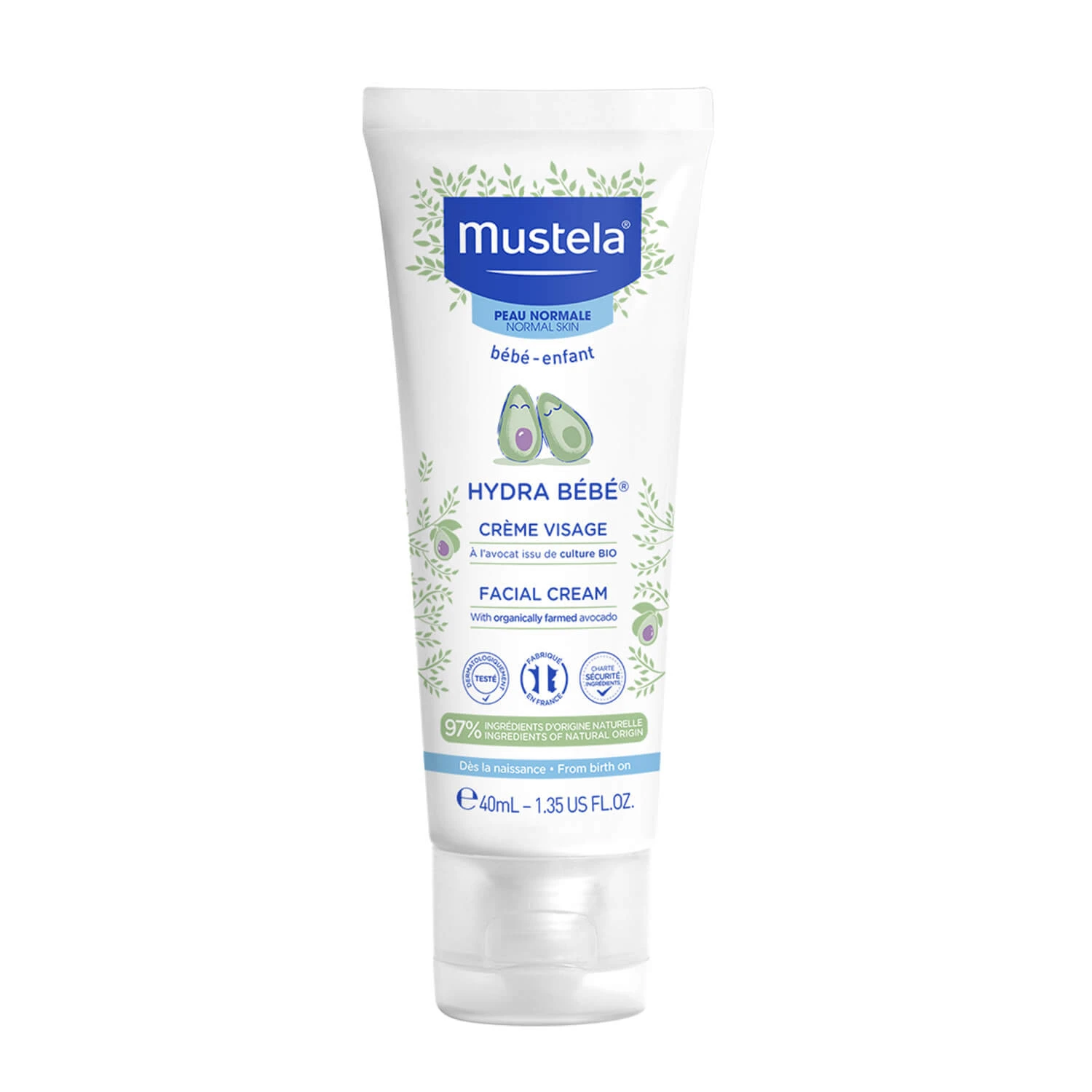 Mustela Bebe Enfant HydraBebe, gezichtscrème, vanaf de geboorte, 40 ml