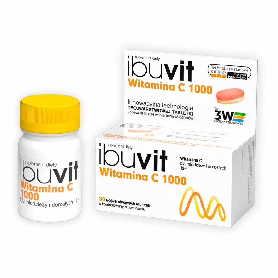 Ibuvit Vitamine C 1000, 30 tabletten met gereguleerde afgifte