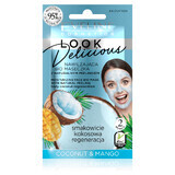 Eveline Cosmetics Look Delicious, hydraterend bio gezichtsmasker met natuurlijke peeling, kokos en mango, 10 ml