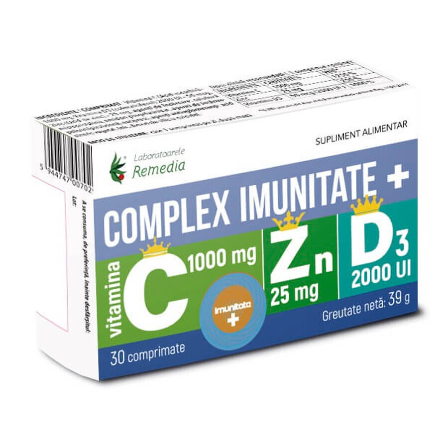 Immunity Complex + Vitamin C 1000 mg + Zinc 25 mg + Vitamin D3 2000 IU, 30 tablets, Remedia