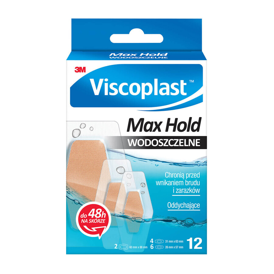 Viscoplast Max Hold, waterdichte en ademende pleisters, 12 stuks