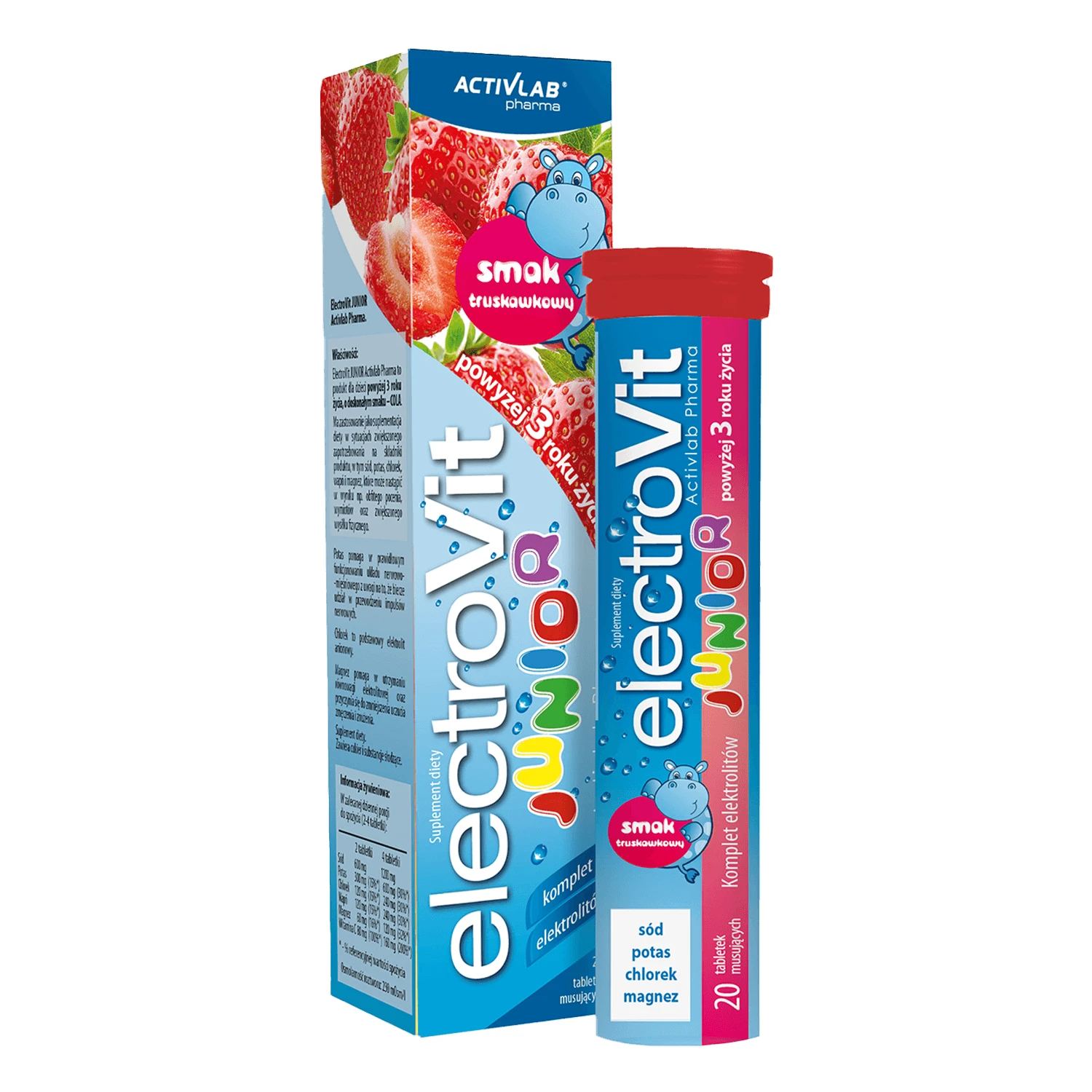 Activlab Pharma ElectroVit Junior, ouder dan 3 jaar, aardbeiensmaak, 20 bruistabletten