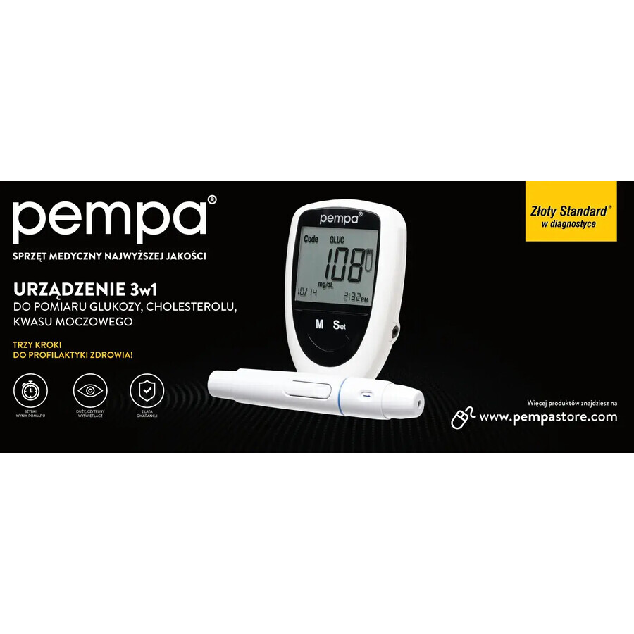 Pempa BK6-40M 3in1, apparaat voor het meten van glucose, cholesterol en urinezuur