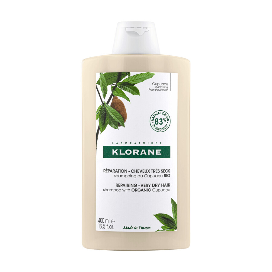 Klorane, shampoo with organic Cupuacu butter for very dry and damaged hair, 400 ml