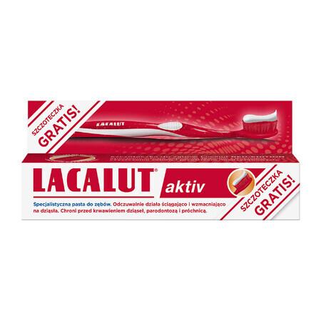 Lacalut Aktiv, pasta dentífrica, 75 ml + cepillo de dientes edición roja de regalo