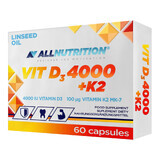 Allnutrition Vit D3 4000 + K2, vitamine D 4000 IE + vitamine K 100 µg, 60 capsules