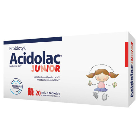 Acidolac Junior, para niños a partir de 3 años, sabor fresa, 20 comprimidos osito