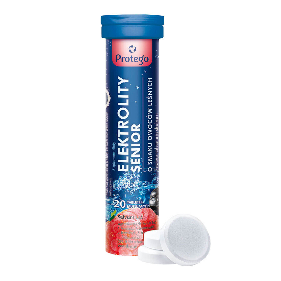 Protego Elektrolity Senior, aromă de fructe de pădure, 20 comprimate efervescente