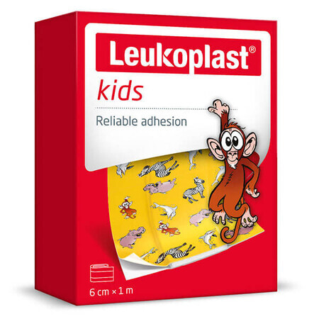 Leukoplast Kids, pleisters met verband voor kinderen, waterdicht, 6 cm x 1 m, 1 stuk BESCHADIGDE VERPAKKING