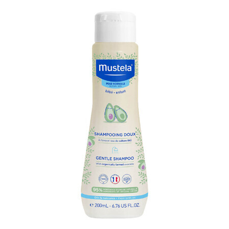 Mustela Sanftes Baby-Shampoo, 200ml - Pflegendes Reinigungsshampoo für zarte Babyhaut, hypoallergen  amp; frei von Parabenen. Ideal für die sanfte Reinigung und Pflege der empfindlichen Babykopfhaut.