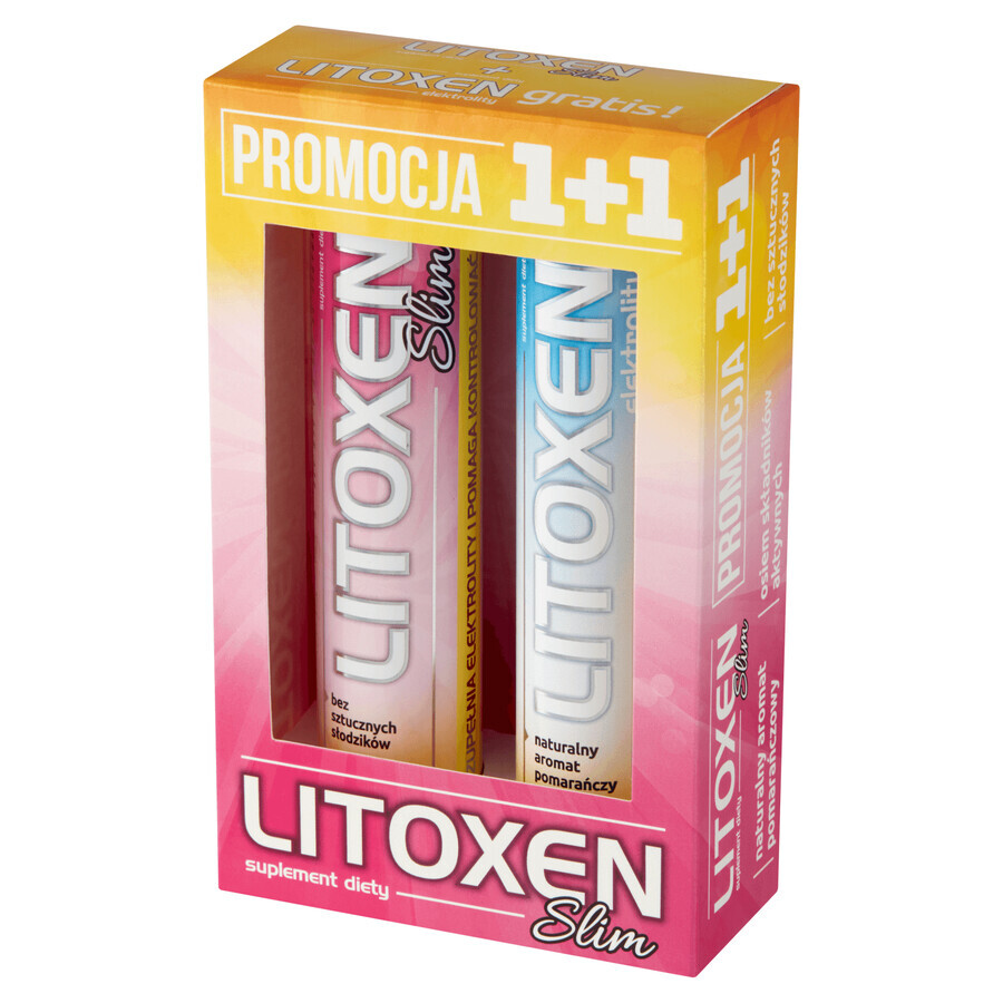 Litoxen Slim, orange flavor, 20 effervescent tablets + Litoxen Elektrolity, orange flavor, 20 effervescent tablets