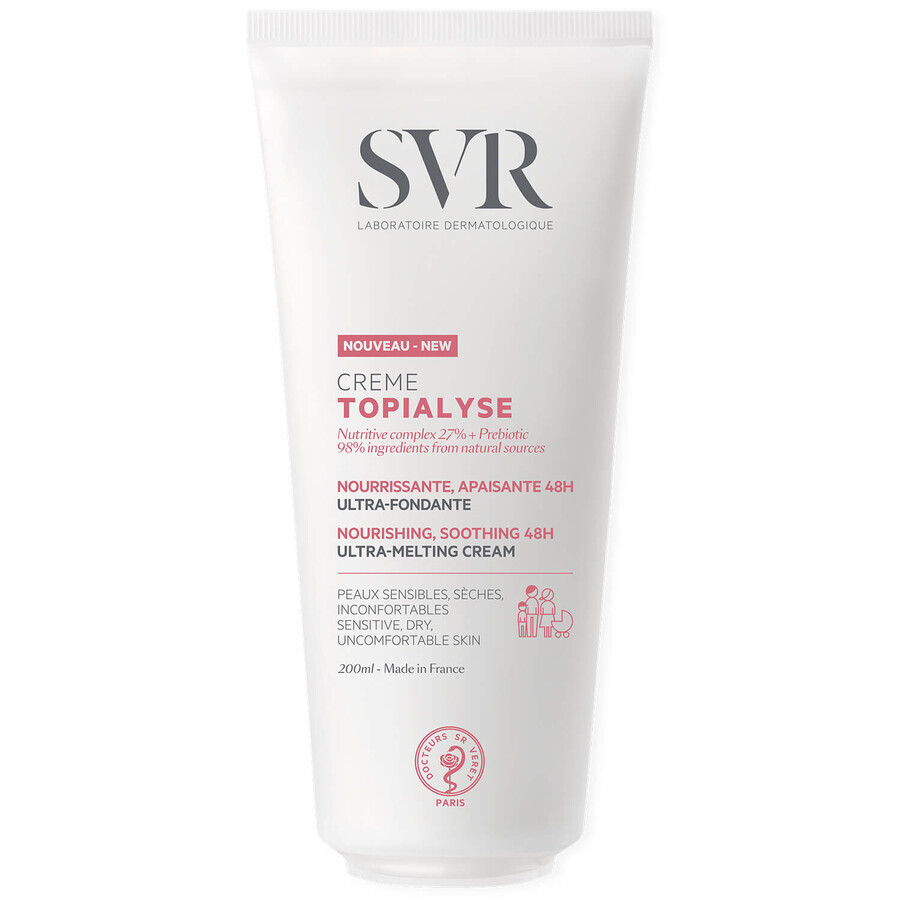 SVR Topialyse Creme, crema nutriente per pelli sensibili e secche, 200 ml