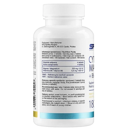 SFD Magnesium citrate + B6 (P-5-P), 180 tablets