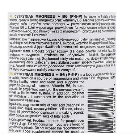SFD Magnesium citrate + B6 (P-5-P), 180 tablets