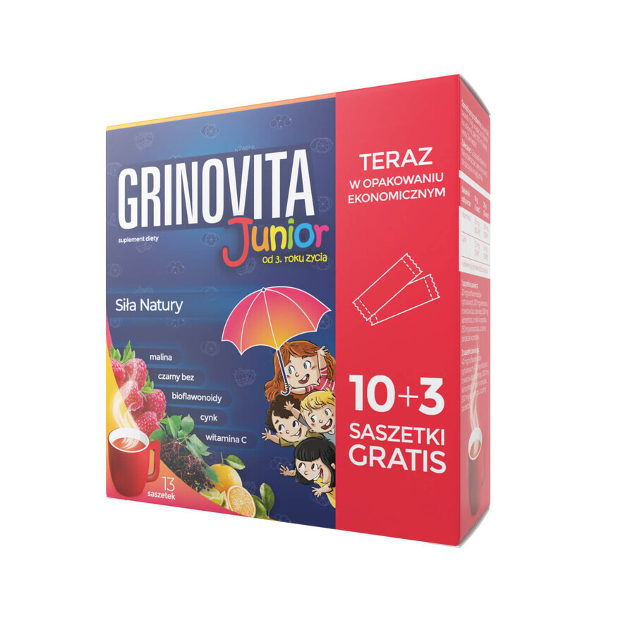 Grinovita Junior, voor kinderen vanaf 3 jaar, 10 zakjes + 3 zakjes gratis