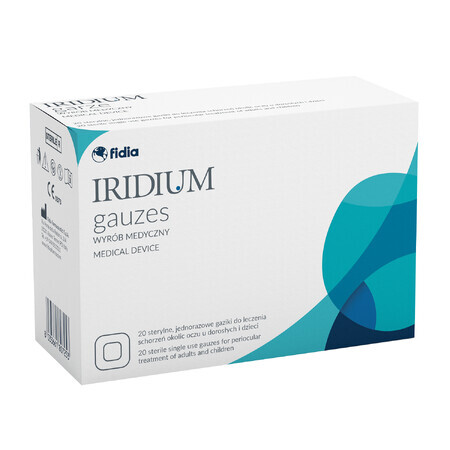 Iridium Gauzes, steriele gaasjes voor de behandeling van ziekten rond de ogen, 20 stuks