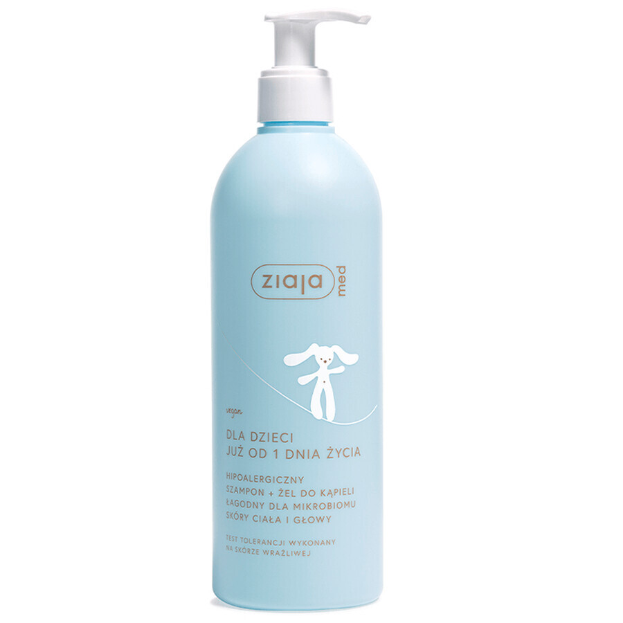 Ziaja Med, shampoing hypoallergénique + gel de bain, dès 1 jour, 400 ml