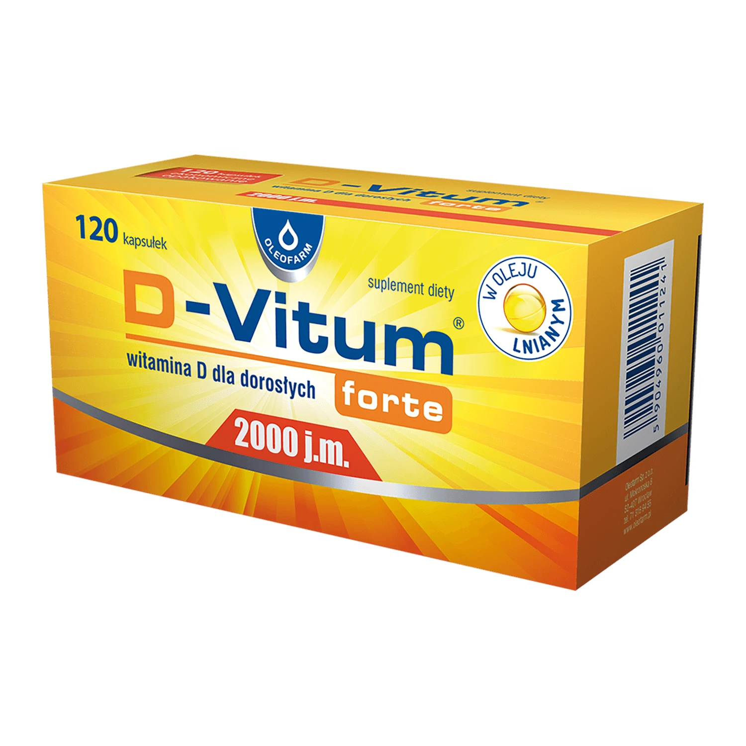 D-Vitum Forte 2000 IE, 120 capsules KORT GEDRAG