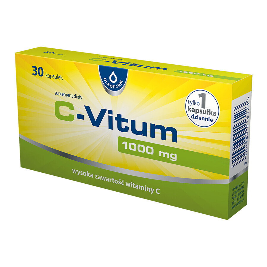 C-Vitum, vitamine C 1000 mg, 30 gélules SHORT DATE