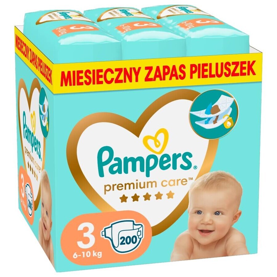 Pampers Premium Care, scutece mărimea 3, 6-10 kg, 200 PACHET DEFECTAT