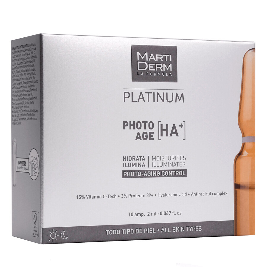 MartiDerm Platinum Photo Age [HA+], moisturizing and brightening serum, 2 ml x 10 vials PACKAGING DESTROYED