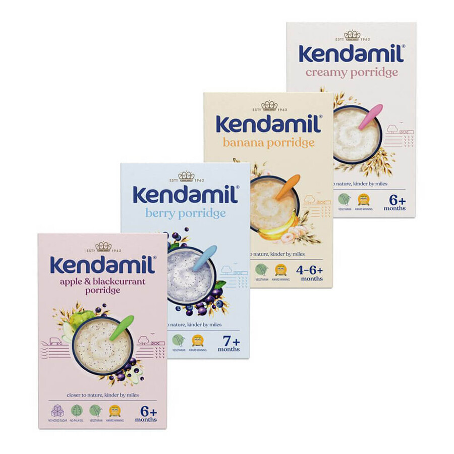 Kendamil Melk pap set, gemengde smaken, 4 x 150 g