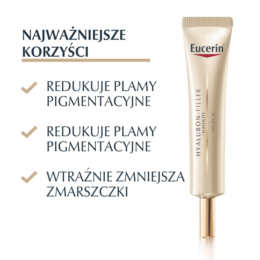 Eucerin Hyaluron Filler + Elasticity, verstevigende anti-rimpel oogcrème, SPF 20, 15 ml