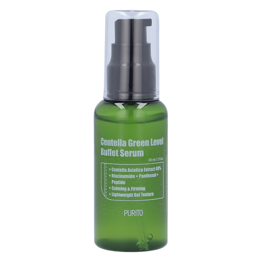 Purito Centella Green Level Buffet Serum, sérum régénérant pour le visage à l'extrait de Centella Asiatica, 60 ml