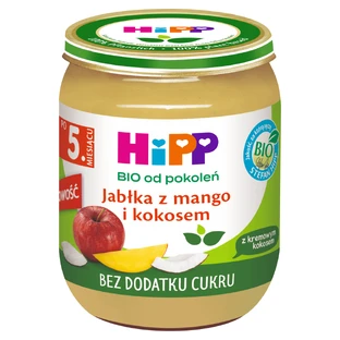 HiPP Owoce Bio, jabłka z mango i kokosem, po 5 miesiącu, 160 g KRÓTKA DATA