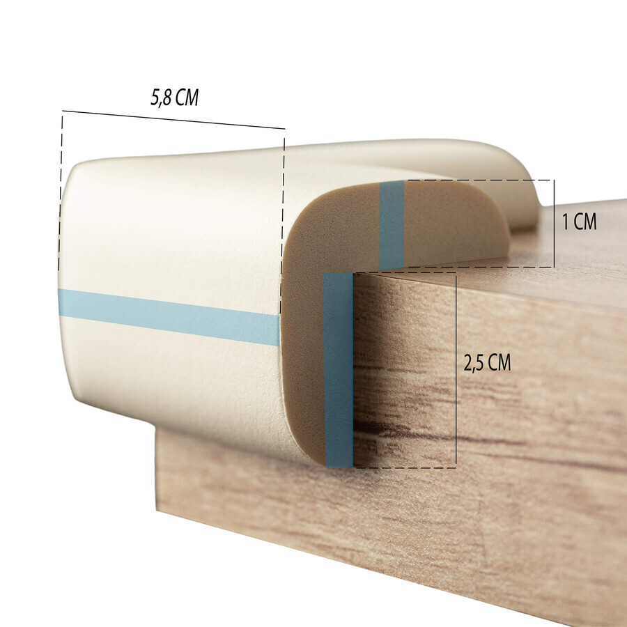 Sipo, paraspigoli in schiuma per bordi e angoli dei mobili, ecru, 4 pezzi
